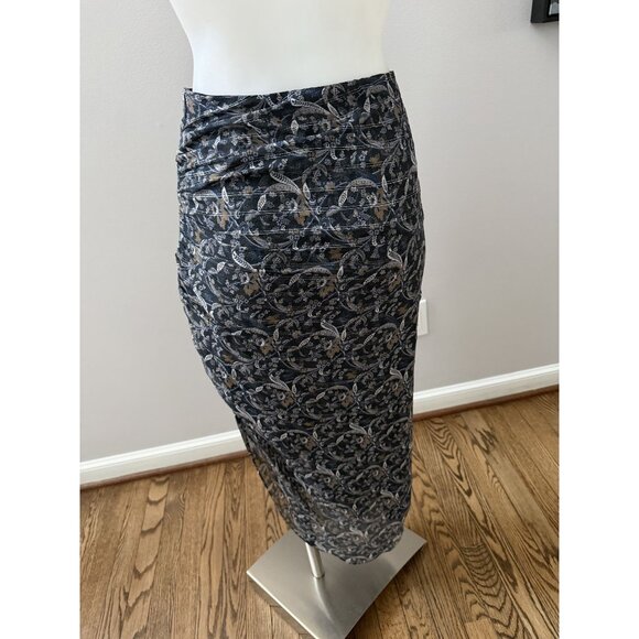 Veronica Beard Herst Asymmetric Ruched Silk Midi Skirt 00 - Picture 4 of 4